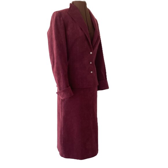 Vintage Burgundy Ultrasuede Skirt Suit - Picture 5 of 13